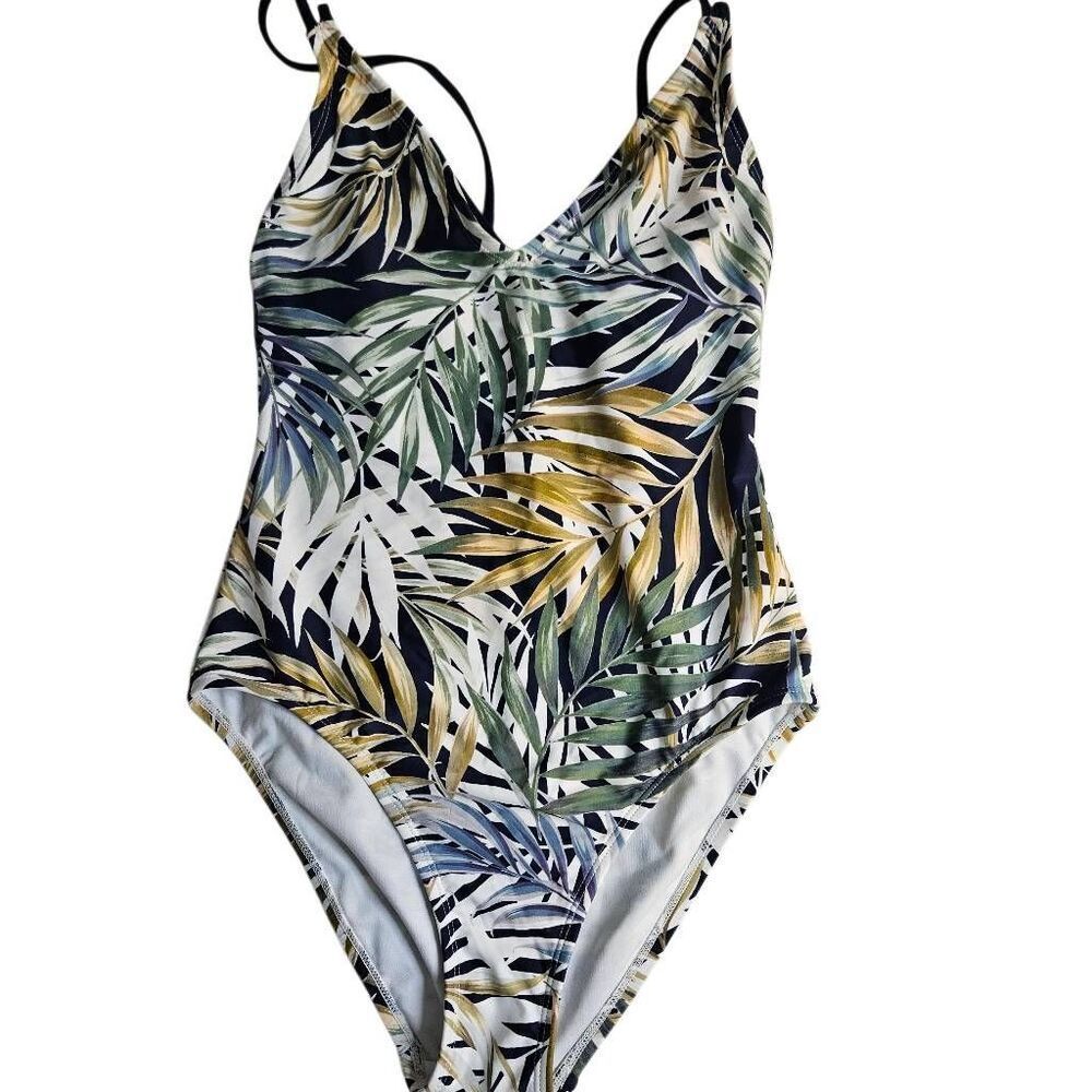 Hurley one piece swimsuit, tropical leaf design.  M  #888